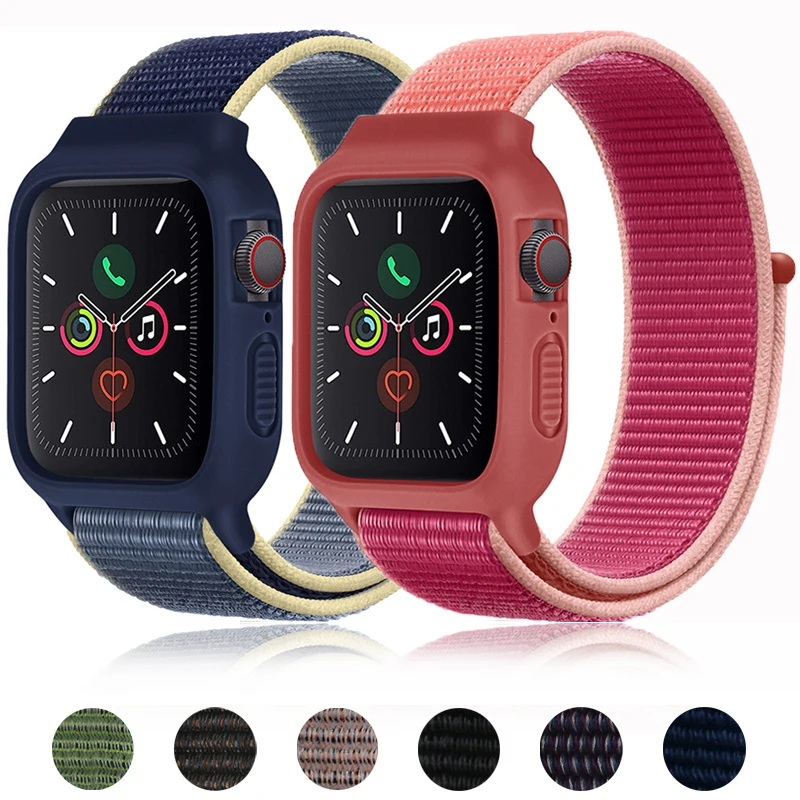 Top Trends: Case+ Strap For Apple Watch Band 44mm 40mm 45mm 41mm 42mm 38mm Nylon Loop Correa Wristband Bracelet IWatch Series 9 8 7 6 SE 5 3 Shoppable Styles