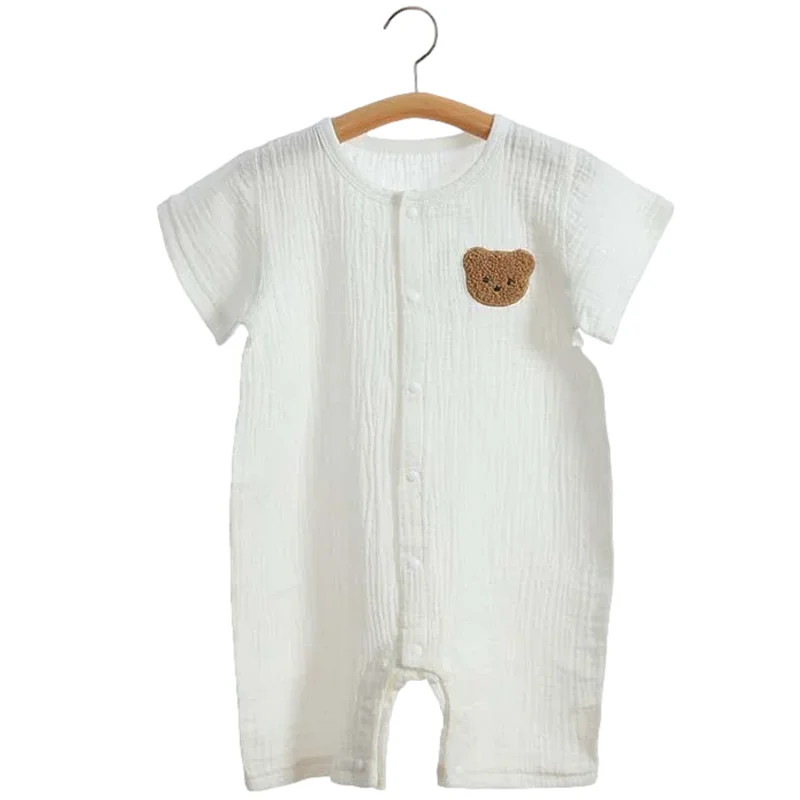 Top Trends: 2024 Korean Baby Romper Muslin Short Sleeves Jumpsuit For Girls Boys Cute Bear One-Pieces Clothing Newborn Summer Thin Bodysuits Shoppable Styles