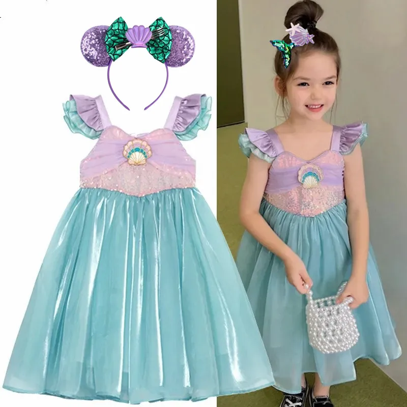 Top Trends: Little Mermaid Dress Girl Princess Dress Kids Halloween Fancy Costume Children Carnival Birthday Party Cosplay Clothes Up Sets Shoppable Styles