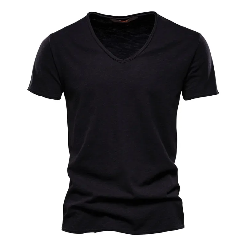 Top Trends: Quality 100% Cotton Men T-shirt Fashion Cut Design Slim Fit Soild Men's T-shirt Tops Tees Brasil Short Sleeve T Shirt For Men Shoppable Styles - Image 6