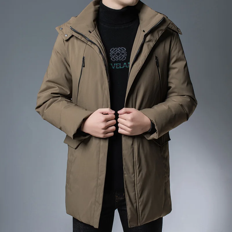 Top Trends: Winter Men Khaki Black White Duck Down Basic Coat With Detachable Hood Design Puffer Parkas Thick Warm Padded Hooded Overcoats Shoppable Styles