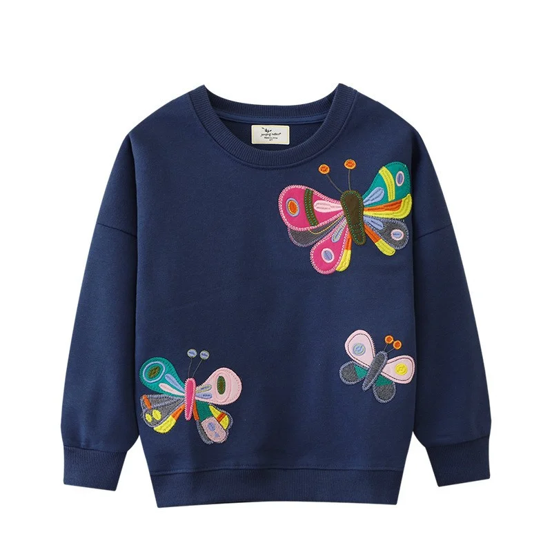 Top Trends: Jumping Meters 2-7T Animals Applique Girls Sweatshirts Butterfly Applique Toddler Clothing Hooded Tops Autumn Spring Costume Shoppable Styles