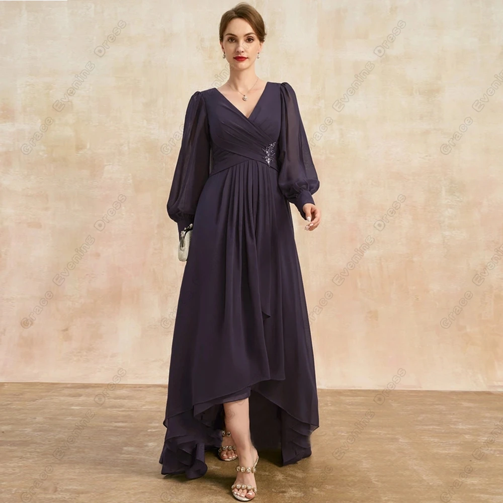 Top Trends: Purple Strapless Mother Of Bride Dresses With Sequined 2023 Summer Pleat Full Sleeve Chiffon Wedding Party Dresses Floor Length Shoppable Styles