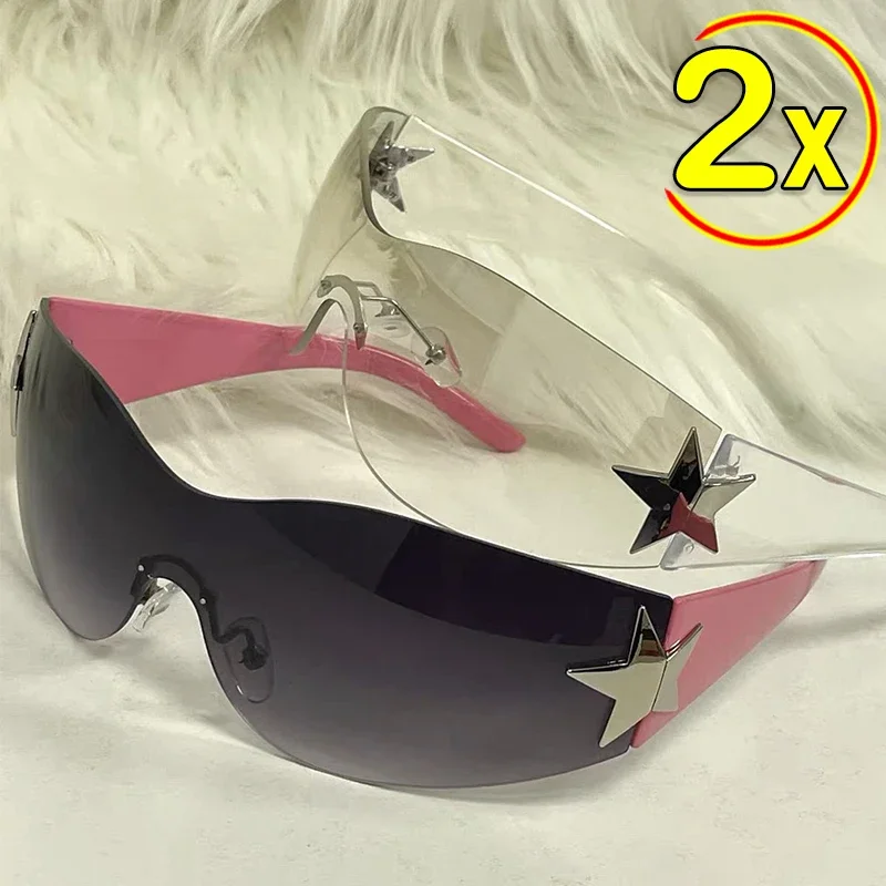 Top Trends: Luxury Silver Punk Sunglasses Women Brand Designer Y2K Piece Sun Glasses Men Goggle Shades UV400 Five Star Fashion Eyewear Shoppable Styles