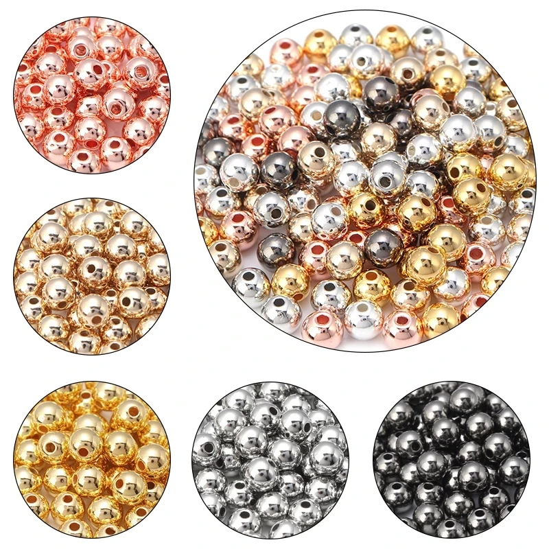 Top Trends: 3 4 6 7 8 10 12mm 50-500pcs Gold Color CCB Ball Beads Round Loose Bead For Making DIY Bracelet Necklace Wedding Jewelry Shoppable Styles