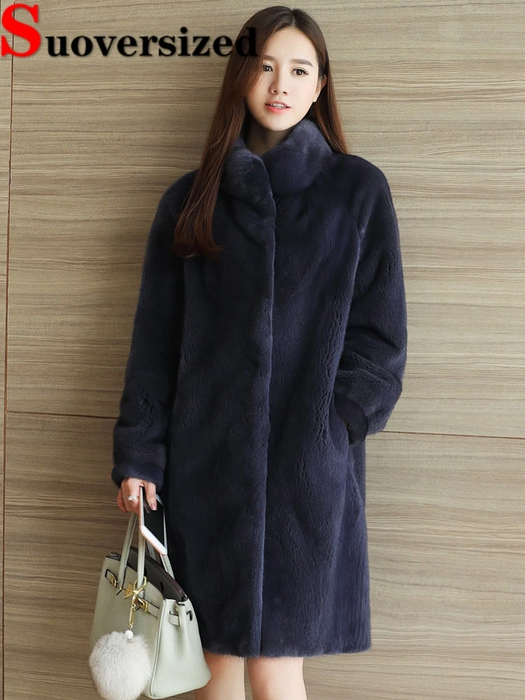 Top Trends: Winter Plush Faux Fur Coats Thicken Warm Imitation Mink Overcoats Loose Straight Jaqueta Feminina Mid-lenght Casual Casaco Shoppable Styles