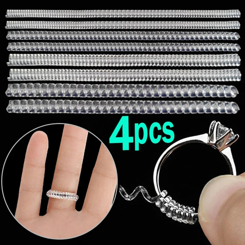 Top Trends: 4PCS Spiral Based Ring Size Resize Jewelry Tools Rings Resizing Invisible Transparent Tightener Resizing Tool Jewelry Guard Shoppable Styles