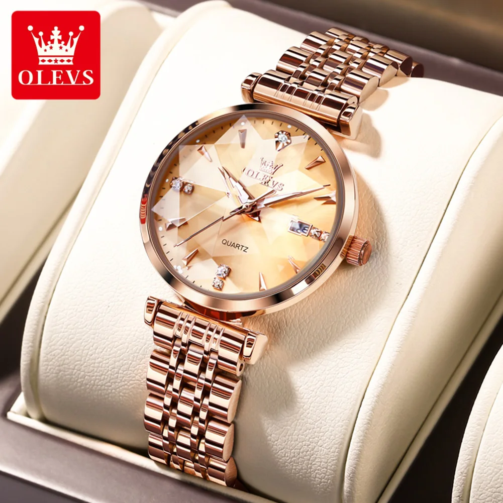 Top Trends: OLEVS Watch For Women Luxury Stainless Steel Calendar Diamond Dial Waterproof Luminous Women&#039;s Quartz Wristwatch Rose Gold Reloj Shoppable Styles