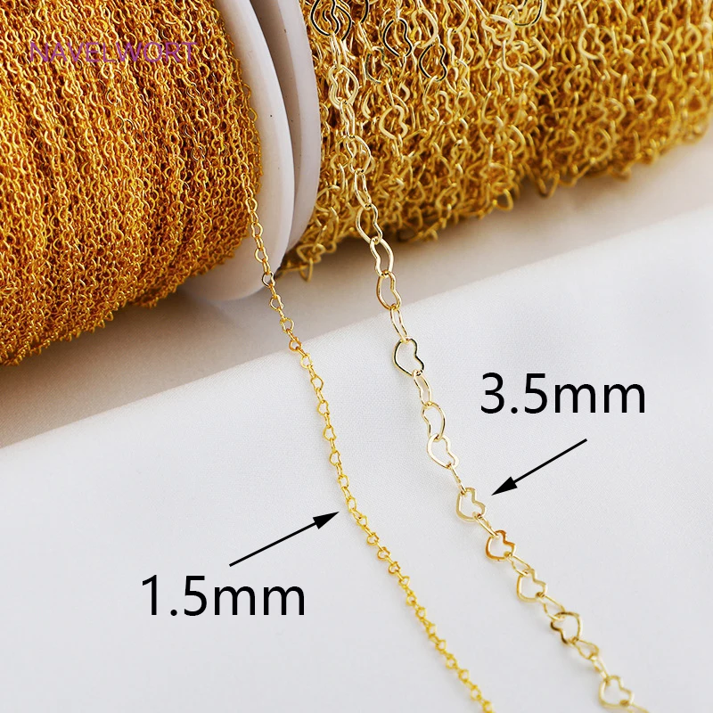 Top Trends: 2 Sizes 14K Gold Plated Heart Shape Link Chains Brass Metal Bulk Chains For DIY Bracelet Necklace Jewelry Making Findings Shoppable Styles - Image 4