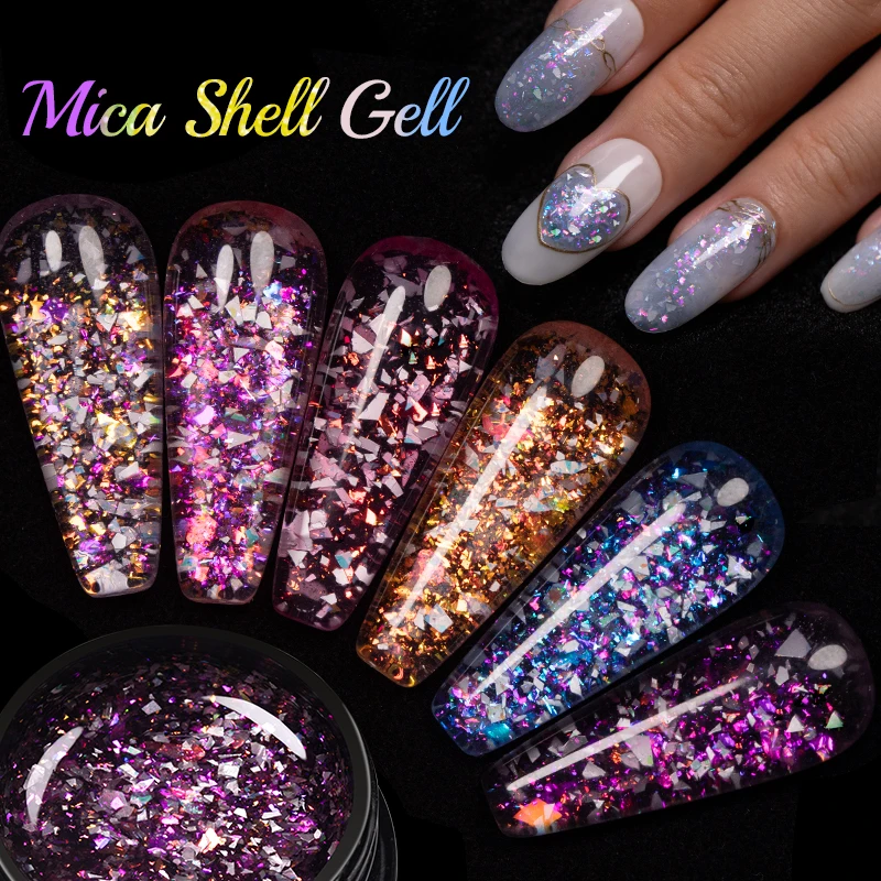 Top Trends: Sparkling Glitter Sequins Gel Nail Polish 5ML Colorful Mica Shell Sequins Semi-permanent Varnish Soak Off Nail Art Gel Manicure Shoppable Styles