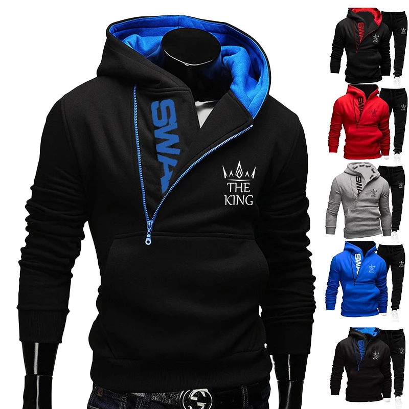 Top Trends: 2023 Men's Sports Suit Hoodie Printed Zipper Jacket Men's Sports Pants Two Piece Set Warm Men's Clothing Hoodie Sportswear Shoppable Styles