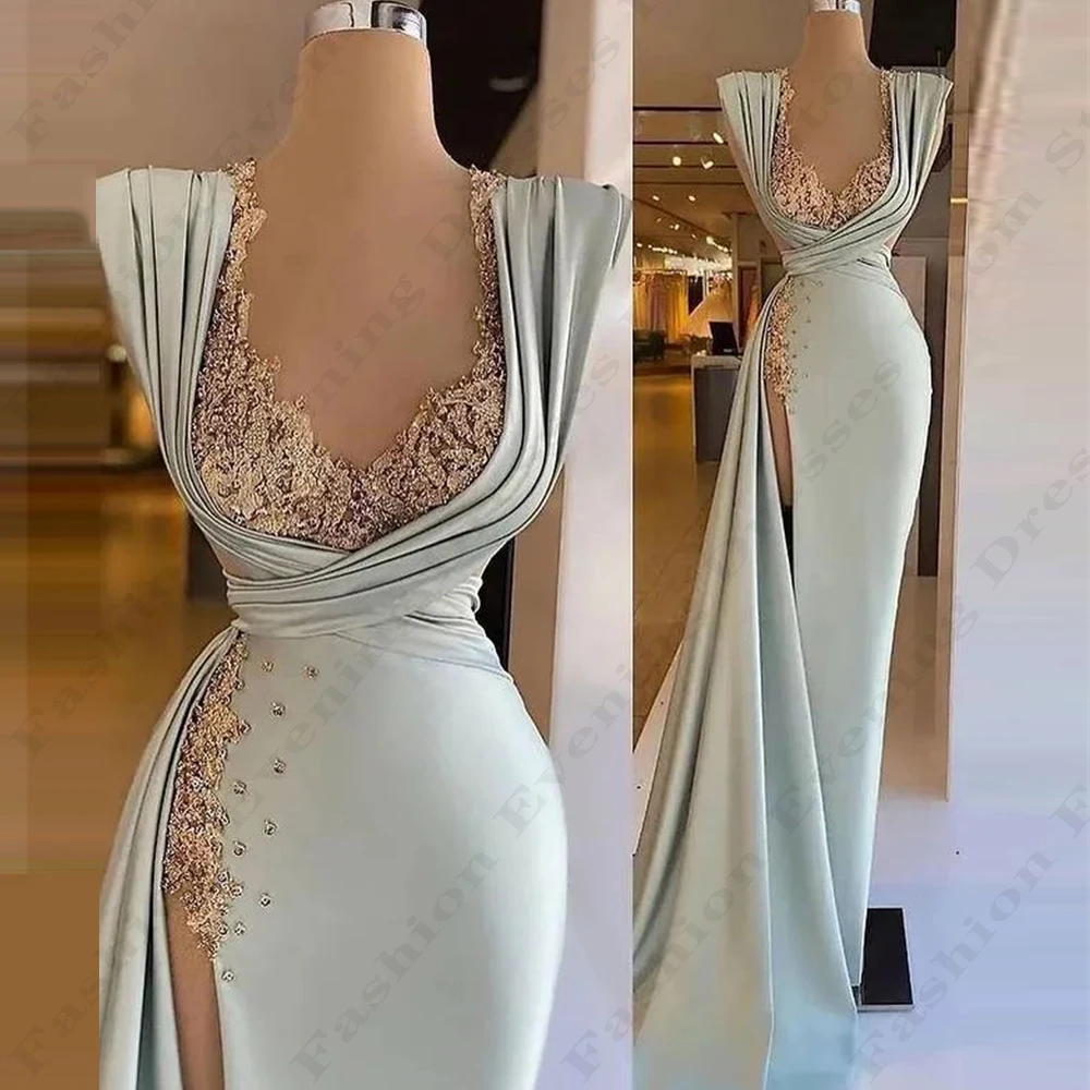 Top Trends: Gorgeous Satin Beautiful Evening Dresses Exquisite Elegant A-line Off Shoulder Sleeveless High Split Simple Mopping Prom Gowns Shoppable Styles