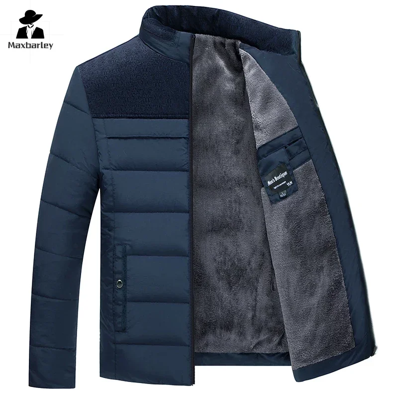 Top Trends: Men&#039;s Plush Thickened Parkas Stand Collar Jacket Men&#039;s Parker Coat Warm Winter Thick Zipper Fashion Coat Padded Overcoat For Men Shoppable Styles