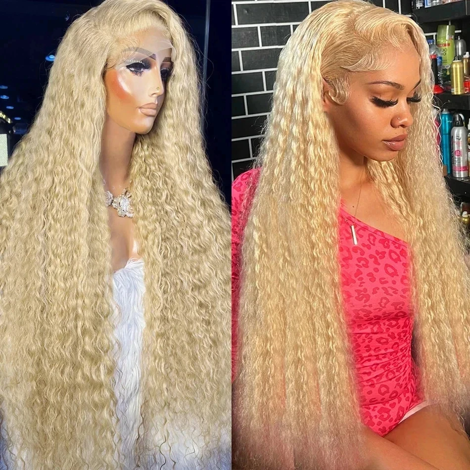 Top Trends: 613 Honey Blonde Deep Wave 13x6 HD Lace Frontal Wig Human Hair Curly Wig 13x4 Lace Front Wig Blonde Wig 180 Density Glueless Wig Shoppable Styles