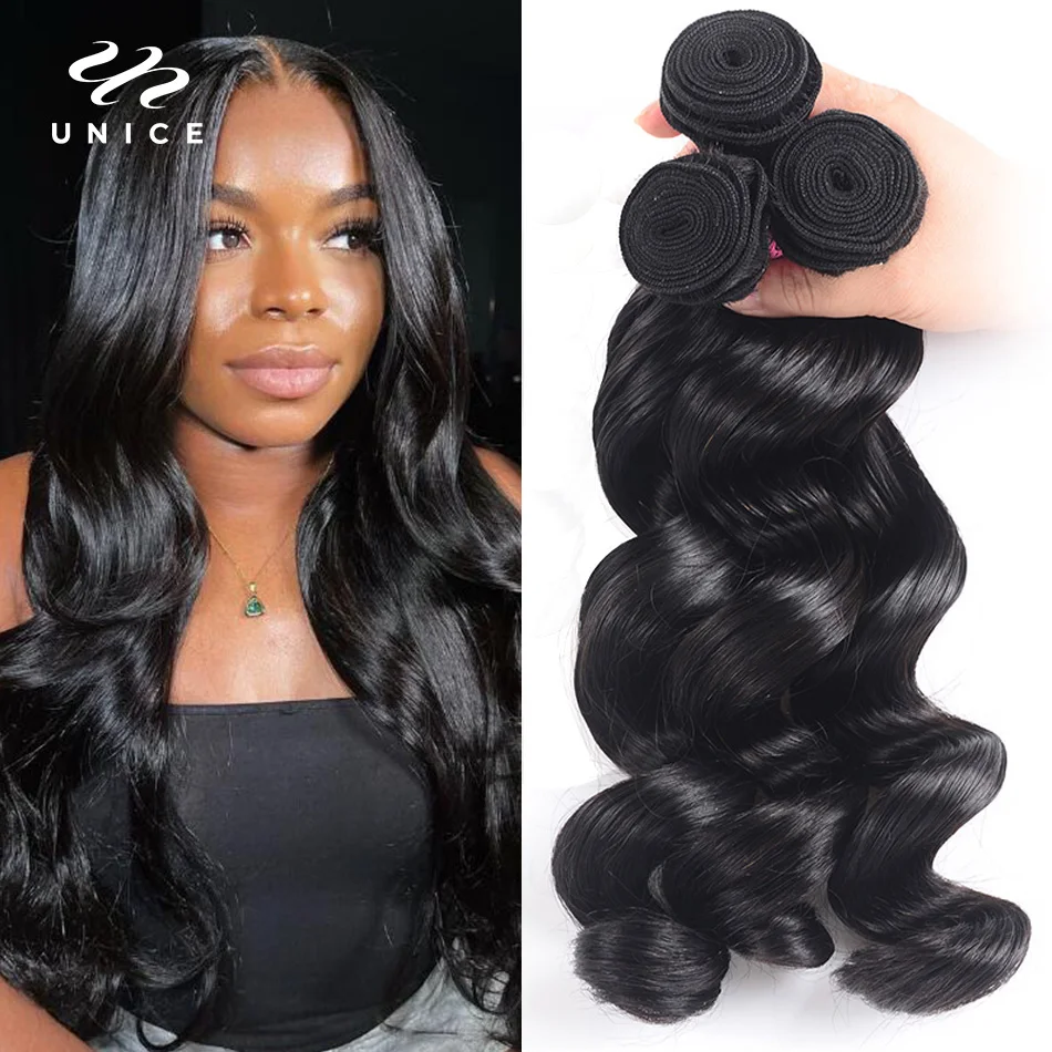 Top Trends: UNice Hair Brazilian Loose Wave Hair Extension 3 PCS 100% Human Hair Bundles Remy Hair Weave 16-26 Inch Natural Color Shoppable Styles