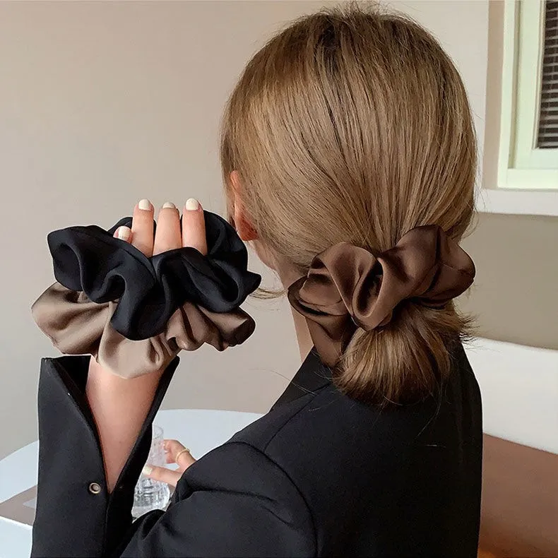 Top Trends: Korean Woman Big Elegant Silk Elastics Hair Band Girls Solid Color Scrunchies Hair Ties Ladies Ponytail Hold Hair Accessories Shoppable Styles