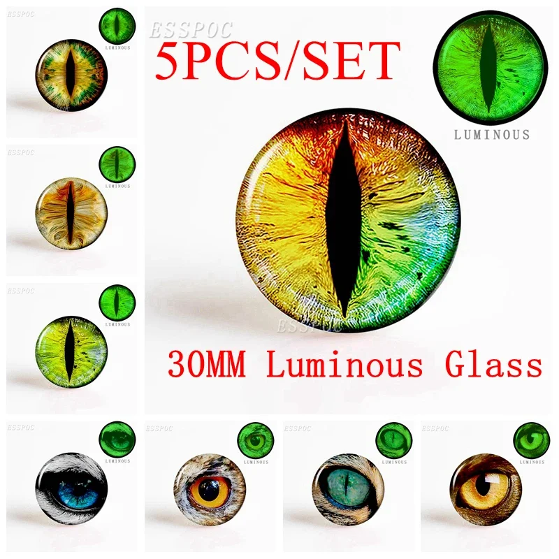 Top Trends: 5PCS / SET Fashion Dragon Eyes 12 / 16 / 20 / 25 / 30MM Luminous Glass Dome Cabochon Charm Men Women Handmade Making Jewelry Accessories Shoppable Styles