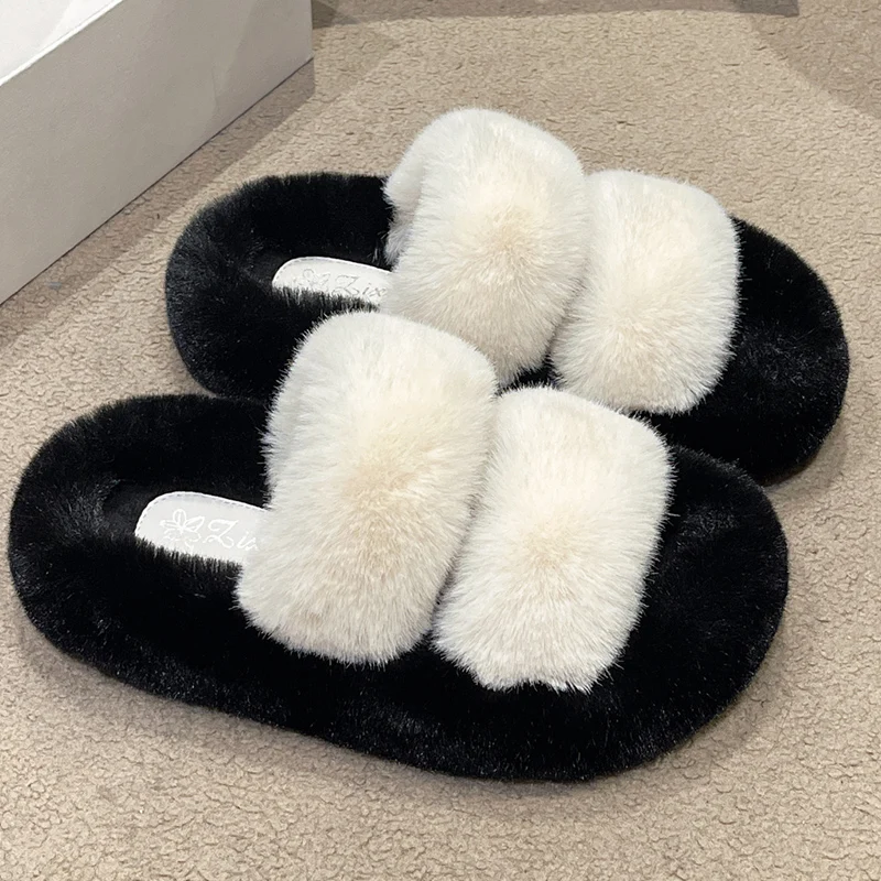 Top Trends: Warm Fluffy Home Slippers Women 2024 New Winter Fur Slippers For Women Flat Platform Cozy Fuzzy House Indoor Shoes Korean Slides Shoppable Styles