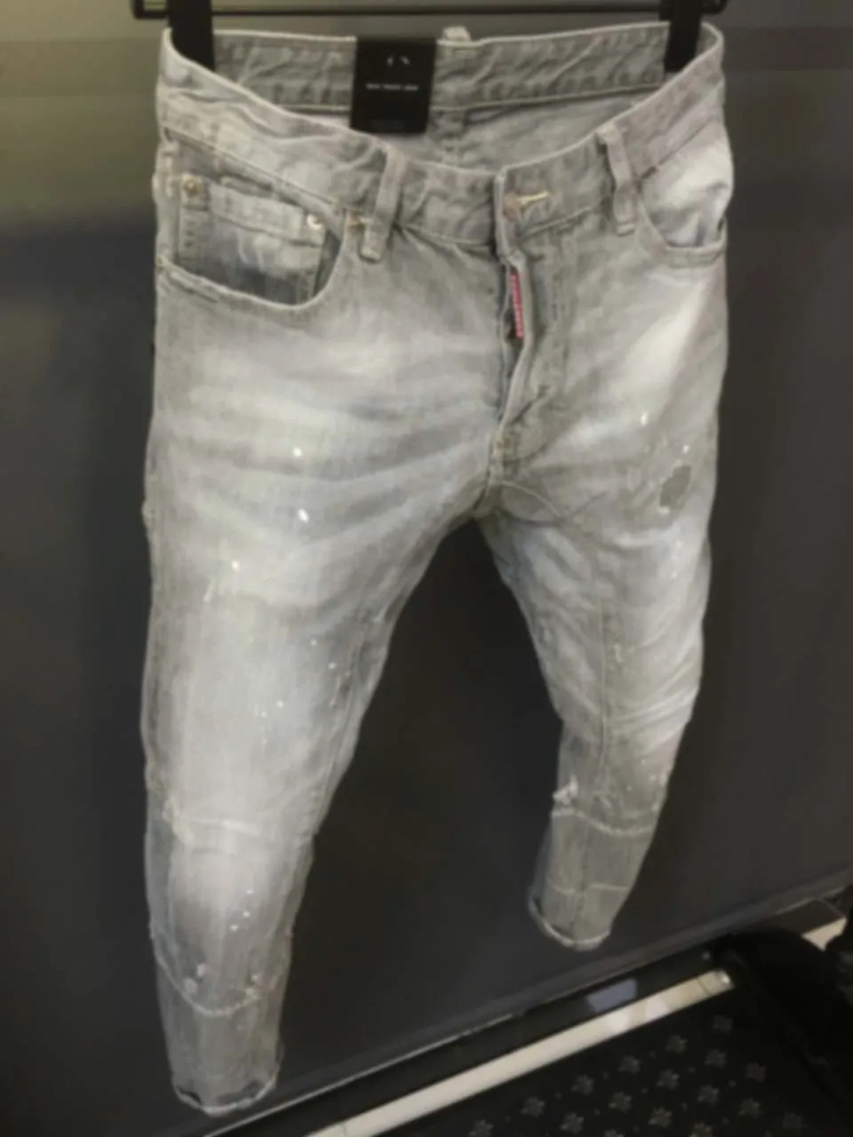 Top Trends: 2023SS New D2 Jeans For Men D2 Slim Fit Small Feet Grey Wash Micro Elastic Casual Wear Patch White Material Shoppable Styles - Image 3