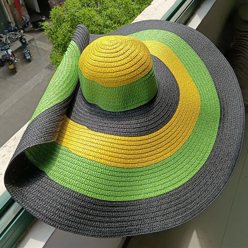 Top Trends: Rainbow Striped Big Brim Anti-ultraviolet Sunshade Sun Hat Beach Sun Hat With Wire Edge Can Be Folded Arbitrarily Shoppable Styles - Image 3