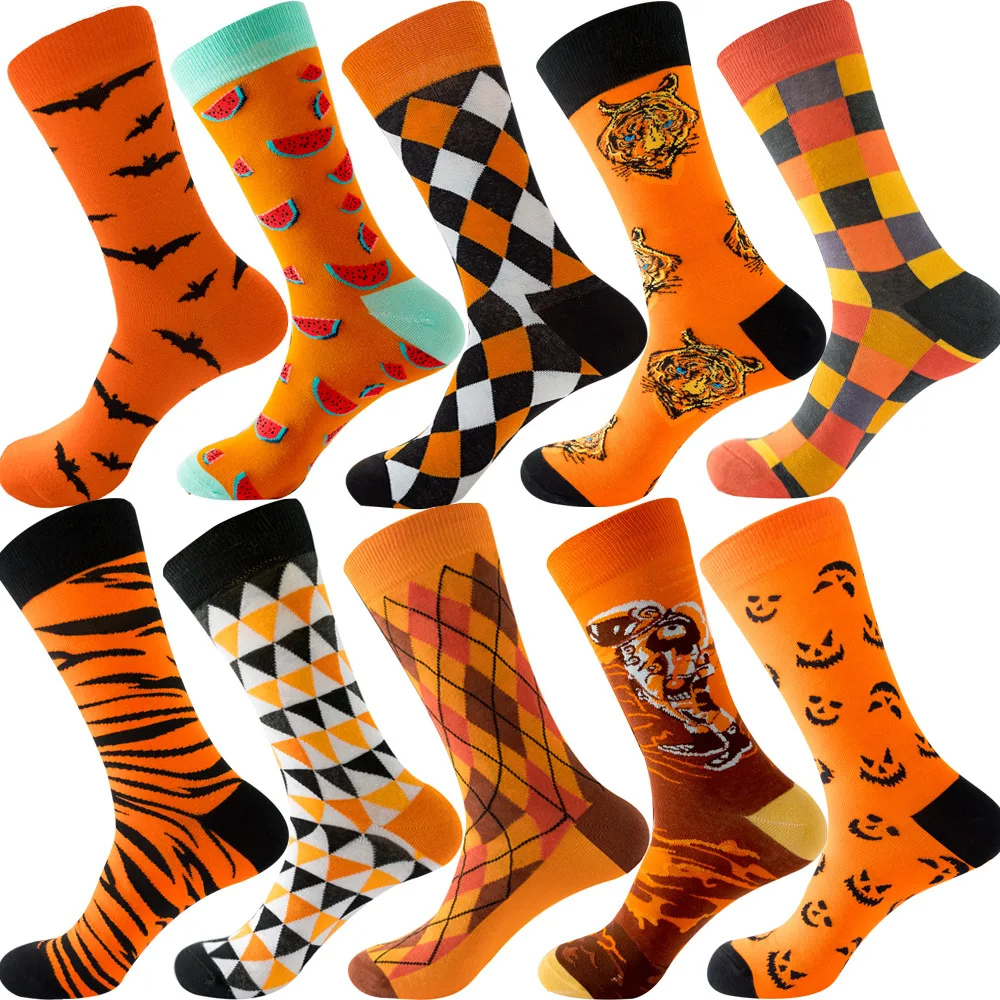 Top Trends: Combed Cotton Men&#039;s Socks Harajuku Colorful Happy Funny Long Warm Crew Dress Socks For Male Wedding Christmas Gift Shoppable Styles