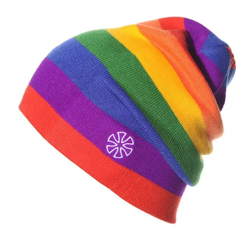 Top Trends: Helisopus Winter Rainbow Striped Warm Knitted Hat Without Brim Winter Ski Hat Fashion Color Men And Women Warm Elastic Hat Shoppable Styles - Image 2