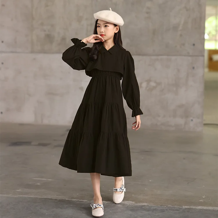 Top Trends: Teen Girls Elegant Long Shirt Dress 2023 Spring Sleeve Black Cotton Party Muslim Clothes 8 10 12 13 14 Years Shoppable Styles - Image 4