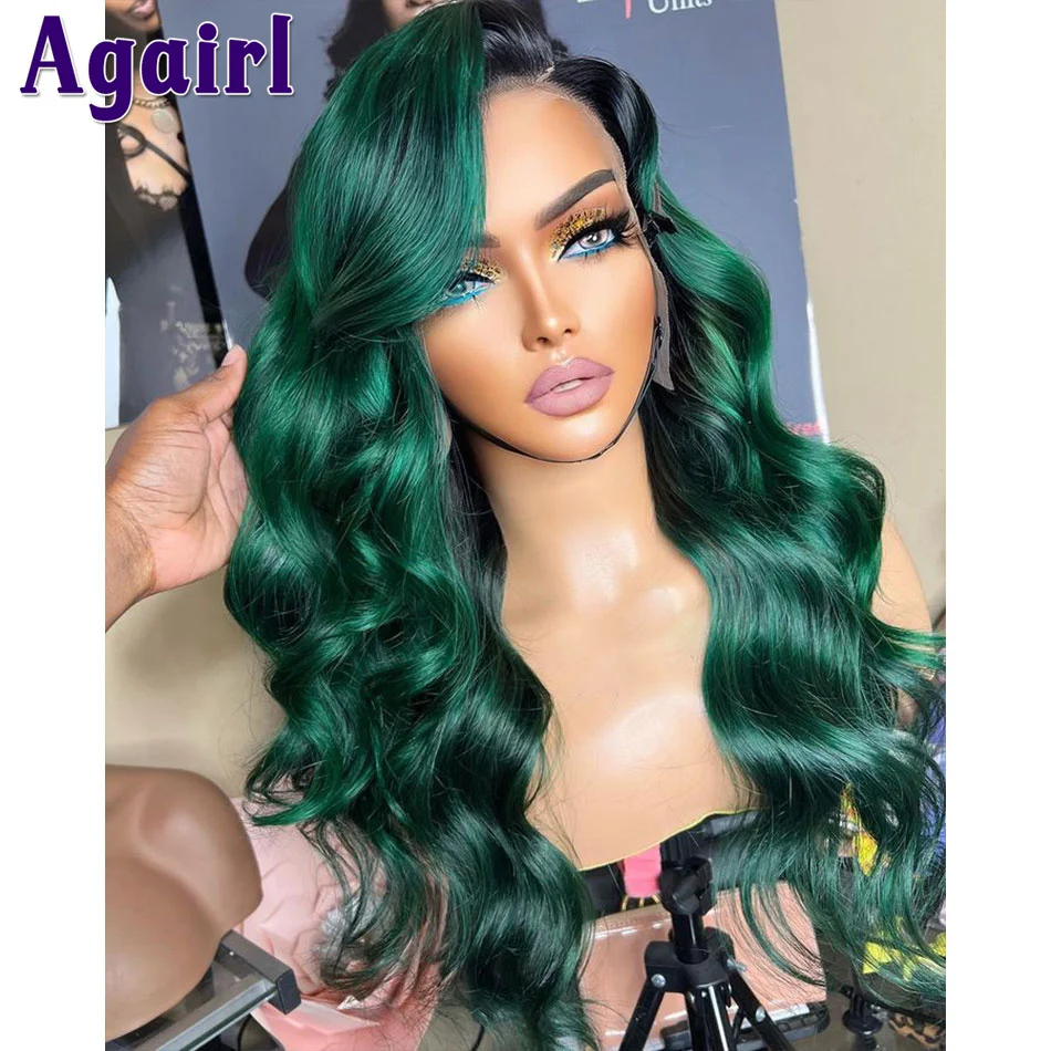 Top Trends: 13X4 Glueless Wavy Human Hair Lace Front Wig Ombre 1B Green Brazilian Remy 13X6 Body Wave Lace Frontal Wig 5x5 Lace Closure Wigs Shoppable Styles - Image 4