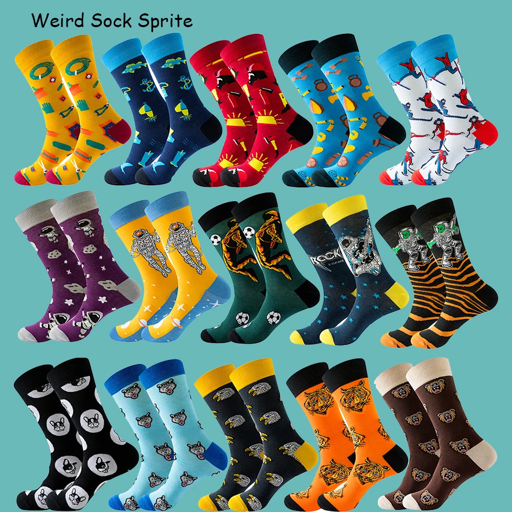 Top Trends: 2023 New Colorful Mens Hip Hop Cool Socks Combed Cotton Animal Astronaut Geometric Women's Long Socks Halloween Business Dress Shoppable Styles