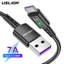 USLION 7A Fast USB Cable Type C Cable Fast Charging Data Cord Wire For MacBook Xiaomi Samsung USB to Type C Cable For Huawei