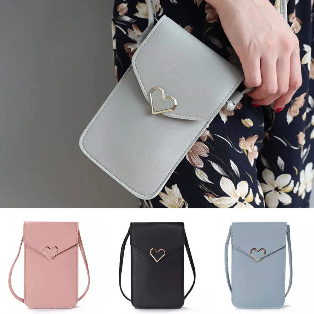 Top Trends: Fashion Touch Screen Women Cell Phone Bag Shoulder Transparent Card Holders Girl Handbag Ladies PU Leather Clutch Wallets Purse Shoppable Styles