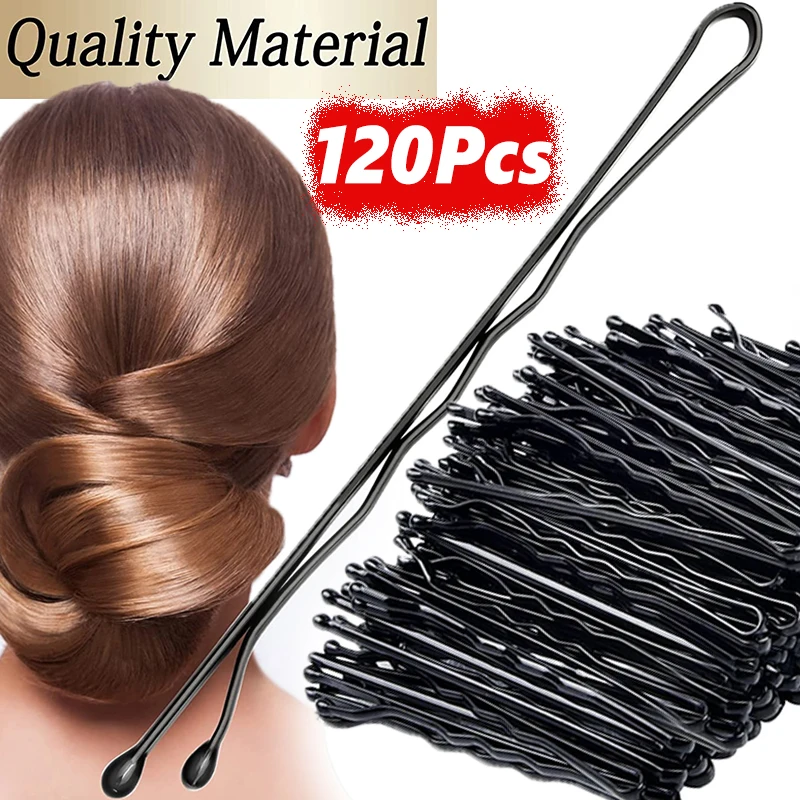 Top Trends: 120Pcs / Set Black Hairpins For Women Hair Clip Lady Bobby Pins Invisible Wave Hairgrip Barrette Hairclip Hair Clips Accessories Shoppable Styles