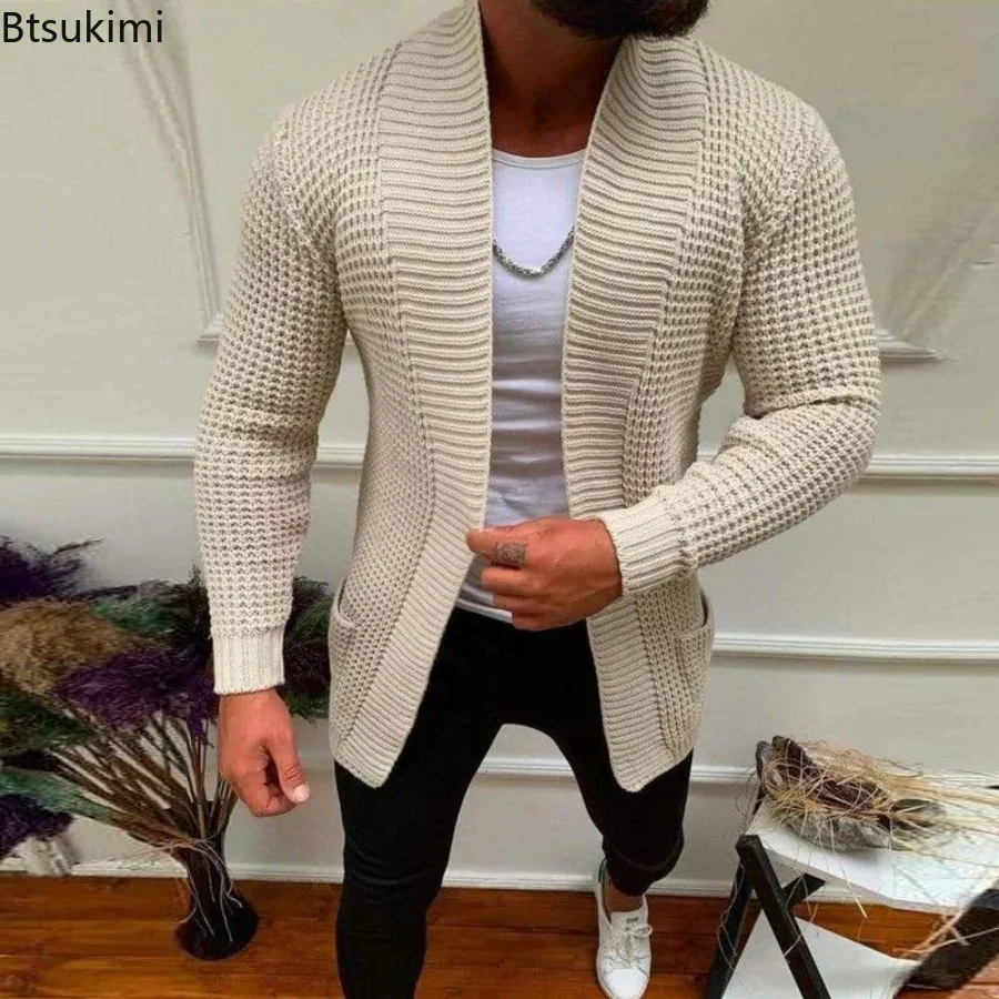 Top Trends: 2024 Men's Casual Knitting Sweater Cardigan Spring Autumn V-Neck Solid Long Sleeve Male Jacket Daily Wear Streetwear Cardigans Shoppable Styles