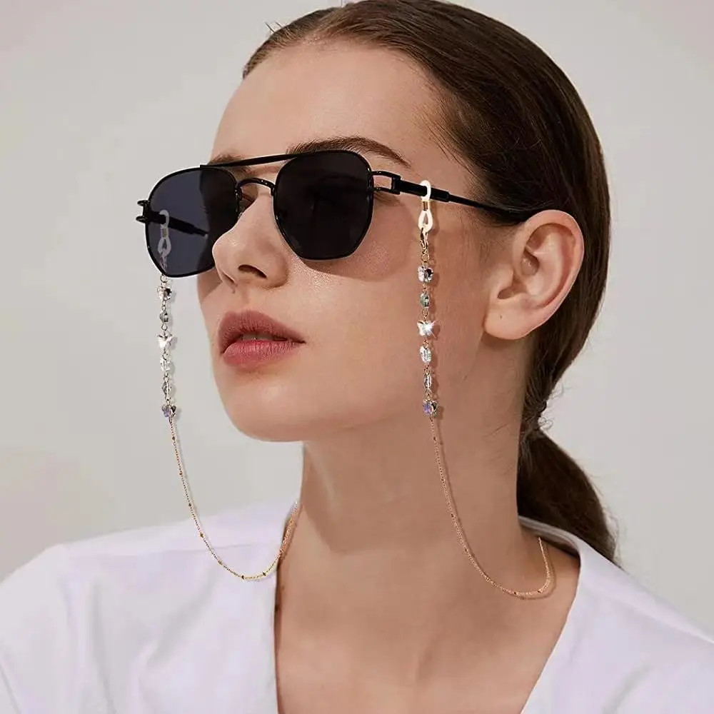 Top Trends: Eyeglass Chain Color Crystal Butterfly Beaded Chain Eyewear Holder Strap Women Sweater Necklace Layered Bracelet Shoppable Styles