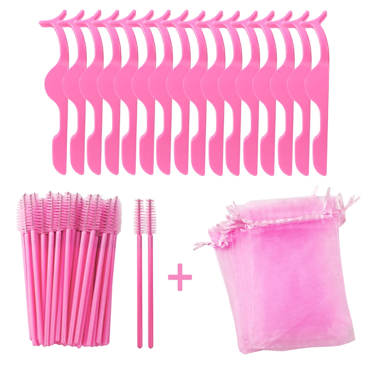 Top Trends: 50 / 100Pcs 3 In 1 Lash Set Include Eyelash Tweezers And Mascara Wand And Mesh Bag Shoppable Styles