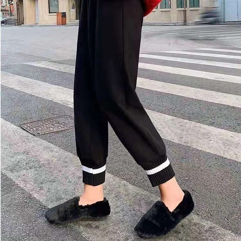 Top Trends: 2023 Autumn And Winter Fashion High Waisted Loose Casual Korean Straight Tube Solid Color Woolen Wide Leg Knitted Grandma Pants Shoppable Styles