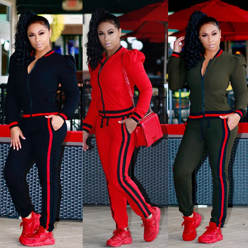 Top Trends: Trendy Stripe Pants Two Piece Set Women Luxury Sweatsuit Runway Tracksuit 2 Pieces Set Sporty Suit Female Clothing Outfits 2022 Shoppable Styles