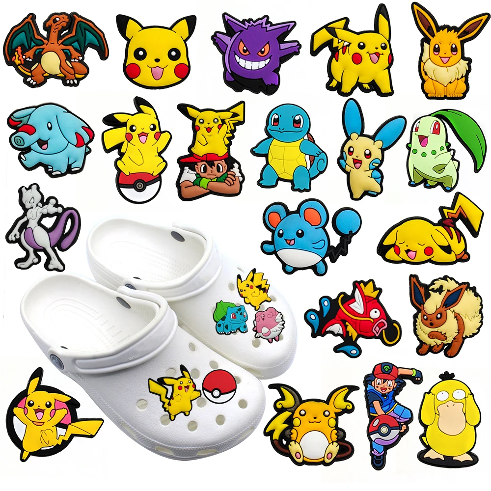 Top Trends: 1PCS Pokemon Cartoon Shoe Charms For PVC Shoe Decoration Charms Pins Anime Accessories Pack For Kids Teens Girls Boys Shoppable Styles