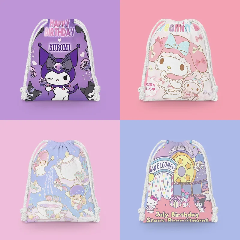 Top Trends: Original Sanrio Drawstring Bag Kulomi Cinnamoroll Cartoon Printing High Capacity String Backpack Portable Storage Bag Gifts Shoppable Styles