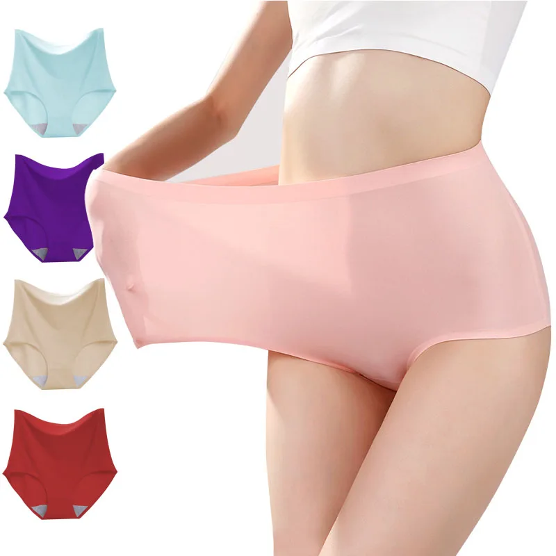 Top Trends: Sexy Large Size Ice Silk Seamless Underwear Panties Women High Waist Abdomen In Hip Lift Slimming Briefs Female Lingerie Shoppable Styles