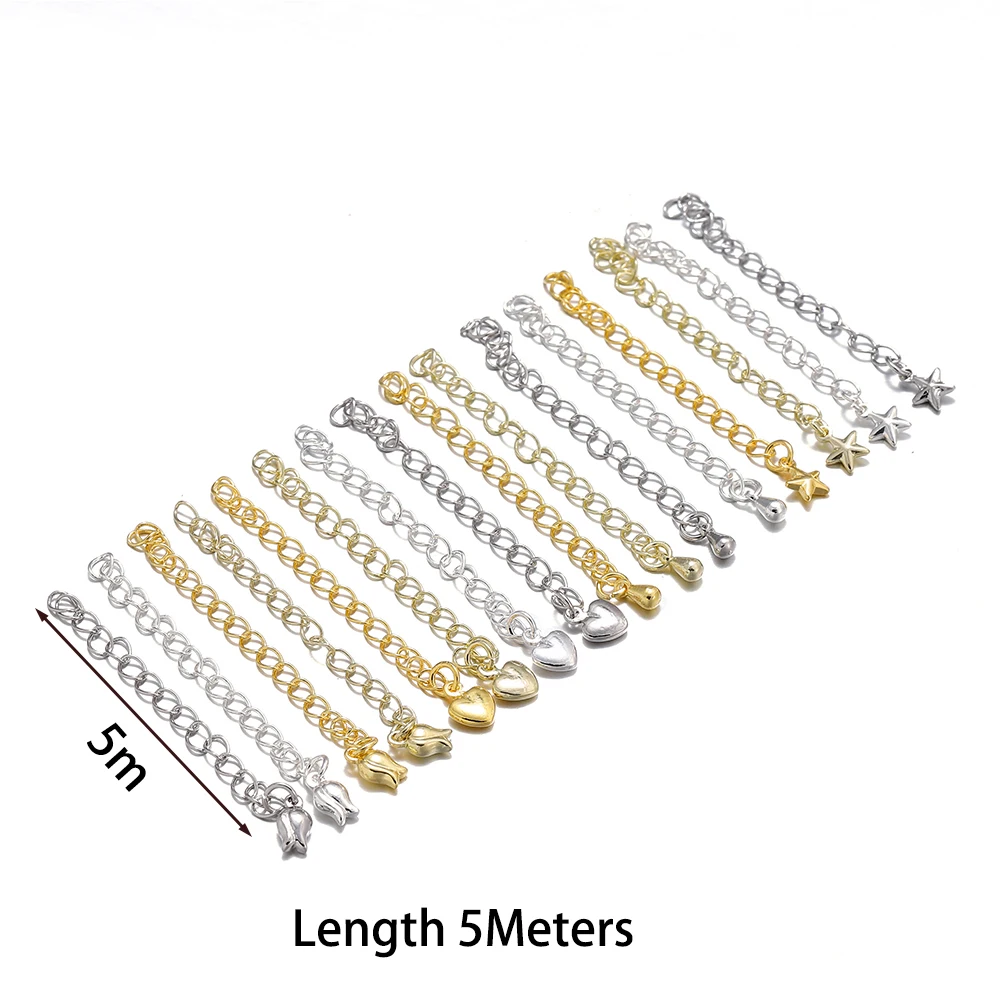 Top Trends: 5pcs / lot 14K 18K Gold Color Heart Flower Necklace Tail Connector Chain Drop Tail Extented Chain For DIY Jewelry Bracelet Making Shoppable Styles - Image 2