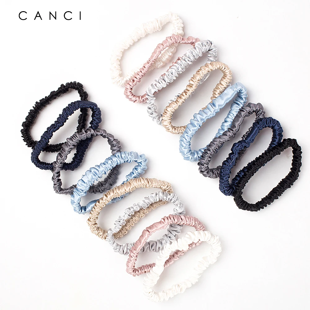 Top Trends: 100% Real Mulberry Silk Hair Ties Rubber Bands For Women Girls 1CM Small Scrunchies Elastic Ponytail Holder No Damage 22 Momme Shoppable Styles