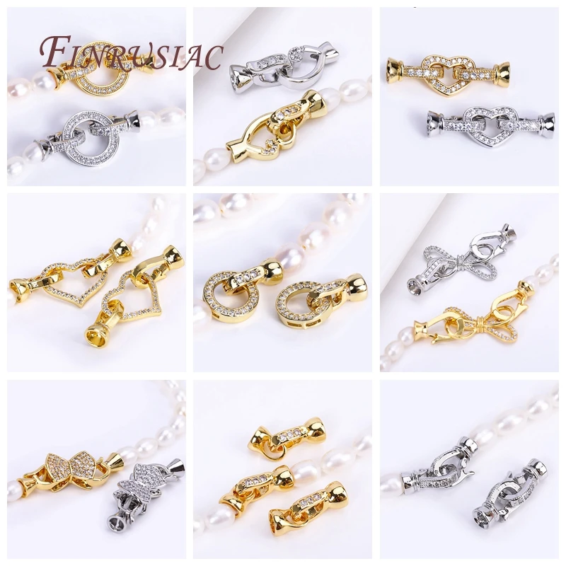 Top Trends: 18K Gold Plated Inlaid Zircon Connector Clasps For Bracelet Necklace Making, End Caps Fastener Clasp DIY Pearl Jewelry Fittings Shoppable Styles