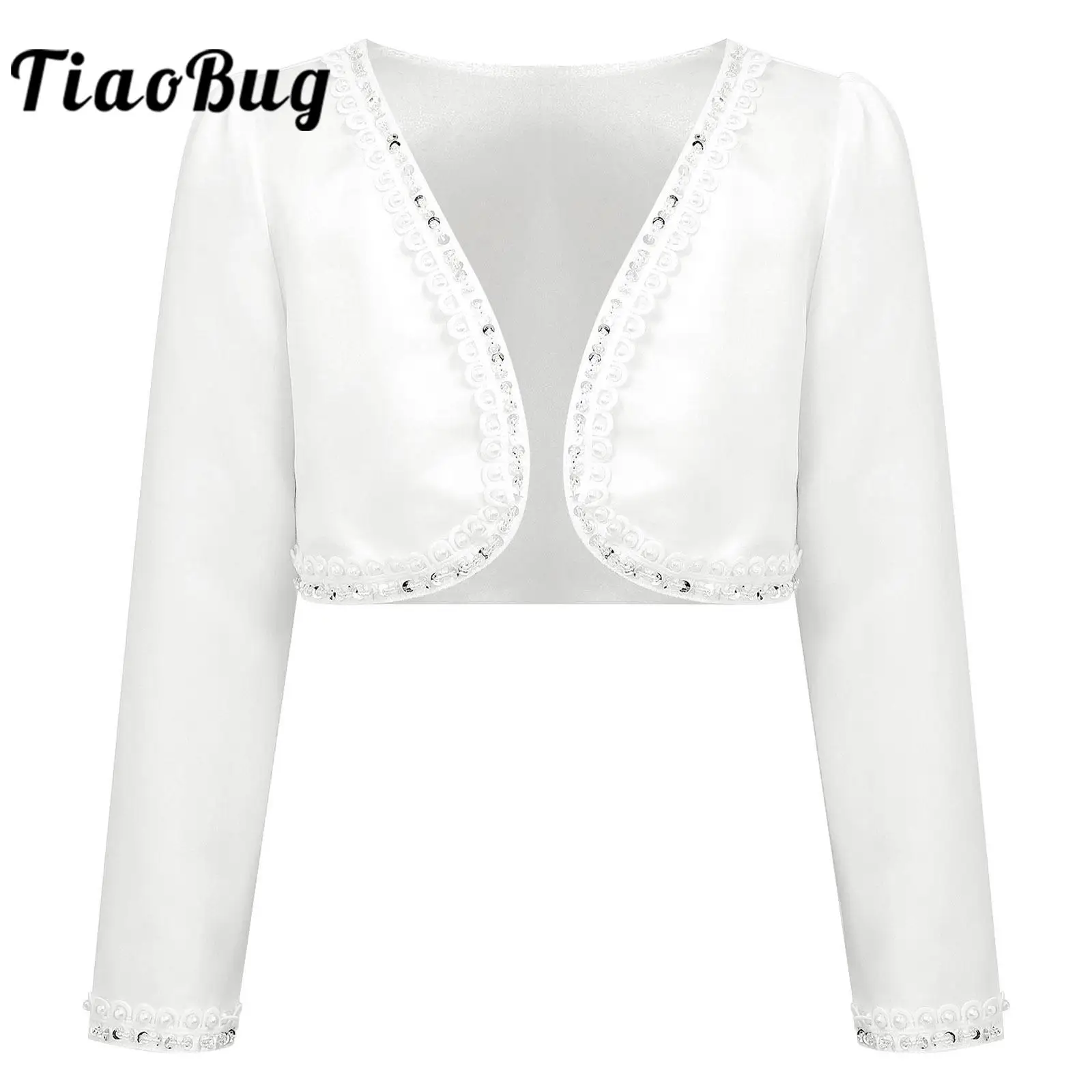 Top Trends: Flower Girl Dresses Jacket Girls Beaded Bolero Satin Shrug Shawl Long Sleeve Coat Open Front Cardigan Wedding Jackets Kids Wrap Shoppable Styles