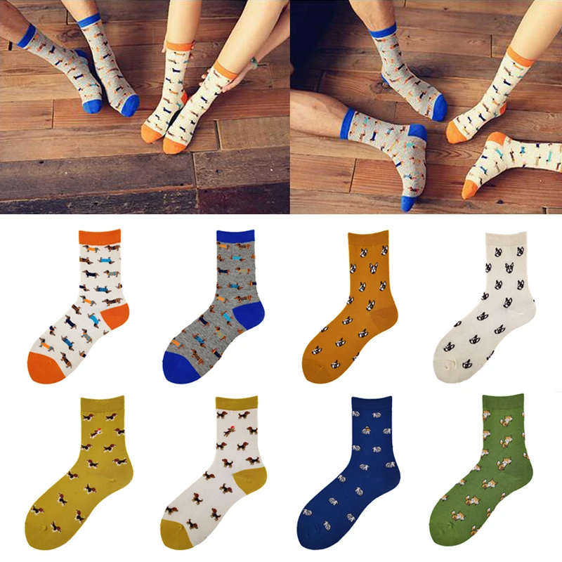 Top Trends: Harajuku Cotton Socks For Women Men Kawaii Funny Dog Animal Printed Short Socks Spring Summer Students Sock Couple Gift Shoppable Styles