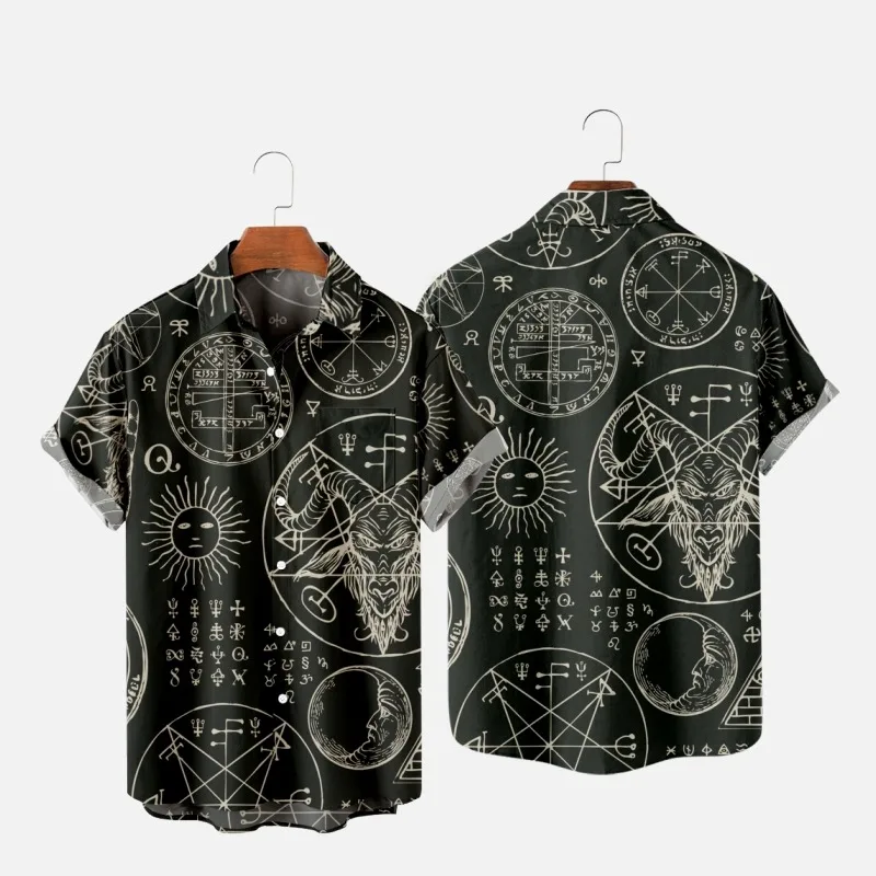 Top Trends: Men's Fashion Summer T Shirt Hawaiian Skull Demon 3d Print Cozy Casual One Button Shirt Short Sleeve Beach Oversized Shirt 5 Shoppable Styles