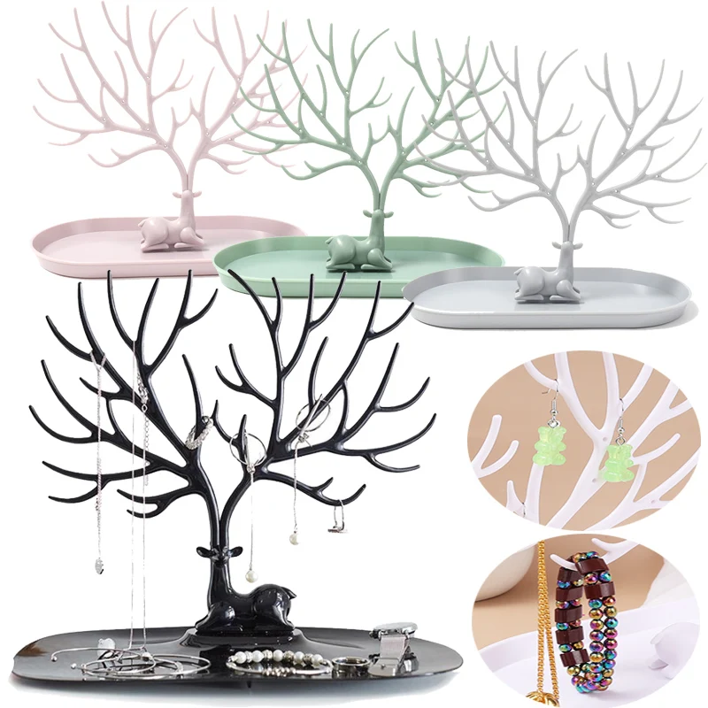 Top Trends: Deer Jewelry Display Stand Earrings Necklace Ring Jewelry Display Tray Tree Storage Racks Organizer Holder Make Up Decoration Shoppable Styles