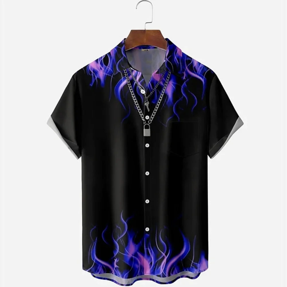 Top Trends: Flame Men'S Shirt Party 2023 Casual Fashion Hawaiian Shirt Man Street Short Sleeved 3d Print Top Streetwear Men Clothing Summer Shoppable Styles