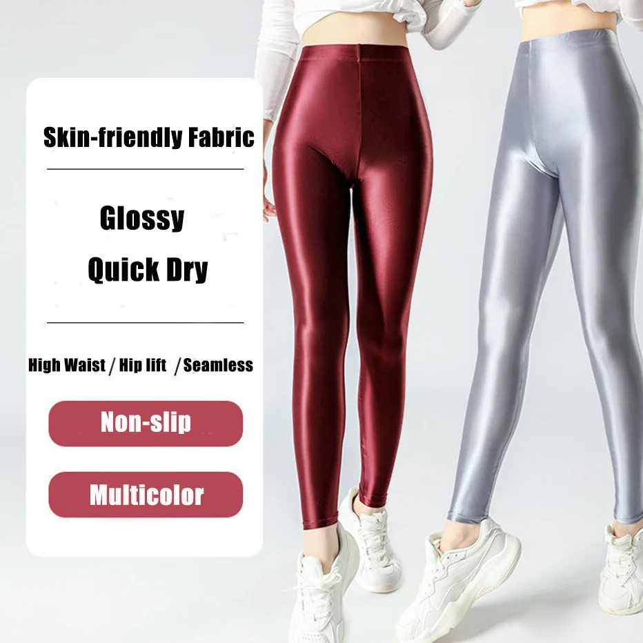 Top Trends: Glossy Sexy Plus Size Women Yoga Leggings Soft High Waist Workout Pants For Gym Trousers Tight Bottoms Shoppable Styles