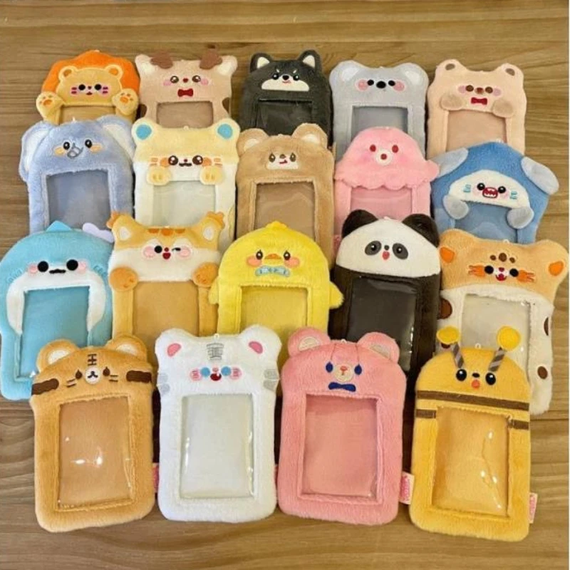 Top Trends: New Cartoon Animal Keychain With 3 Inch Plush Photo Card Holder Korea Style Photo Display Pendant Women Keyring For Students Shoppable Styles